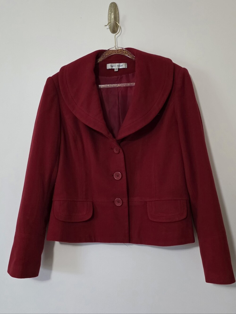 Vintage Harve Bernard Wool Cashmere Blend Cropped Blazer Jacket Old Money Sz 10
